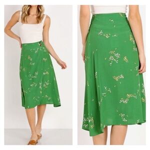 Faithful The Brand Valois Midi Skirt Myrtille Floral Green size 8